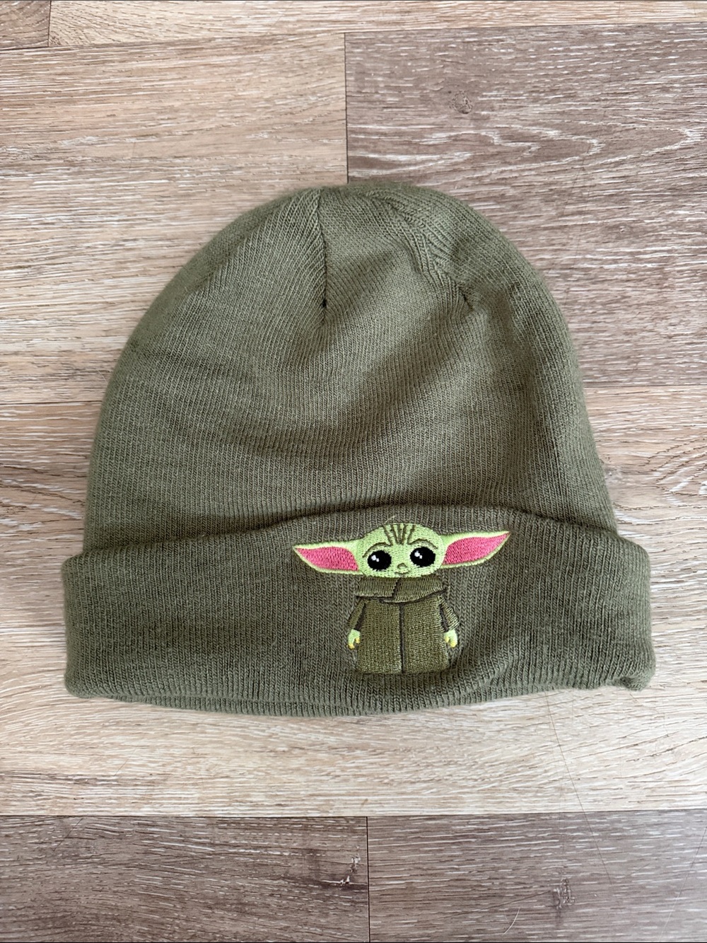 Disney parks Star Wars grogu Kids Olive Green Beanie Hat with Baby Yoda